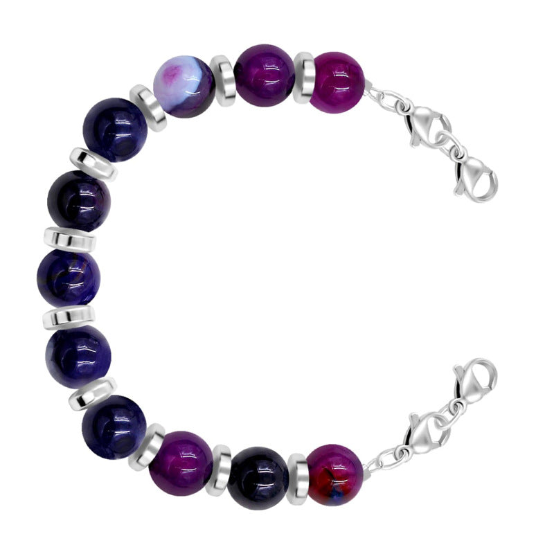 Women's Protein Yellow Jade Bracelet with Lobster Clasp, Can Hang Pendants DIY Bracelet8mm Beaded Agate Tiger Eye Spacer Bracelet