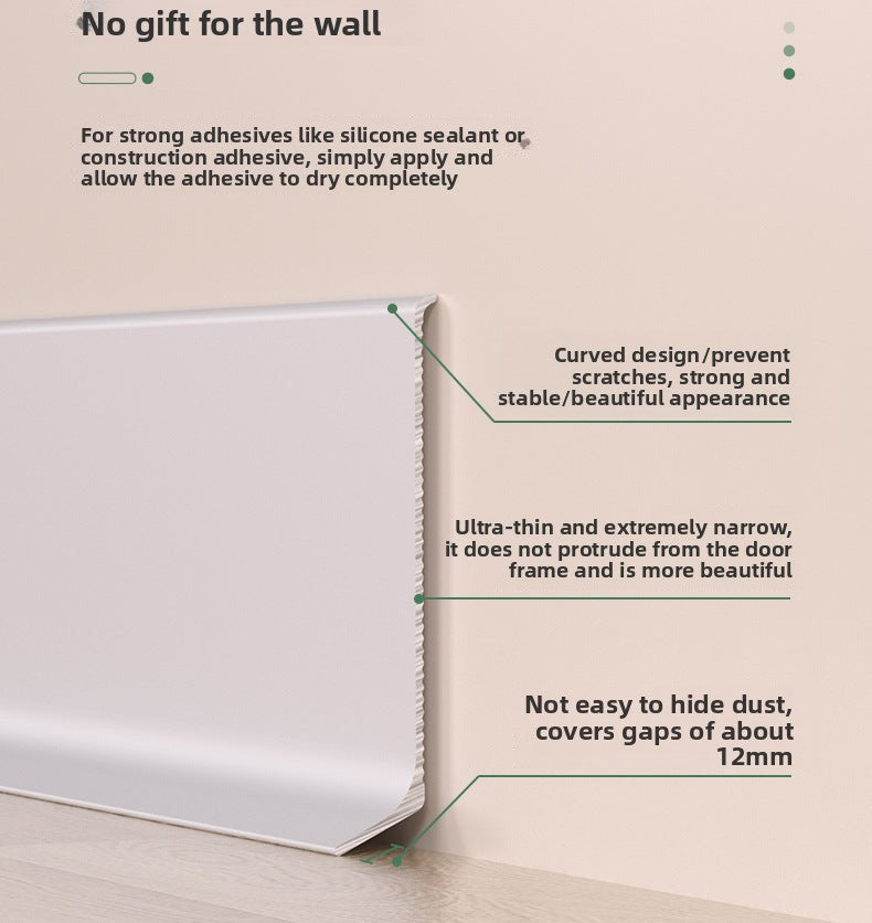 Aluminum alloy self-adhesive skirting board in cream style6cm Diamond-patterned white skirting line8Centimeter skin white metal baseboard