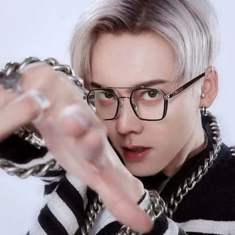 New Sunglasses Internet Celebrity Wei Ting Same Style Sunglasses for Men Trendy Large Square Frame Sunglasses for Men ins Sun Protection Glasses