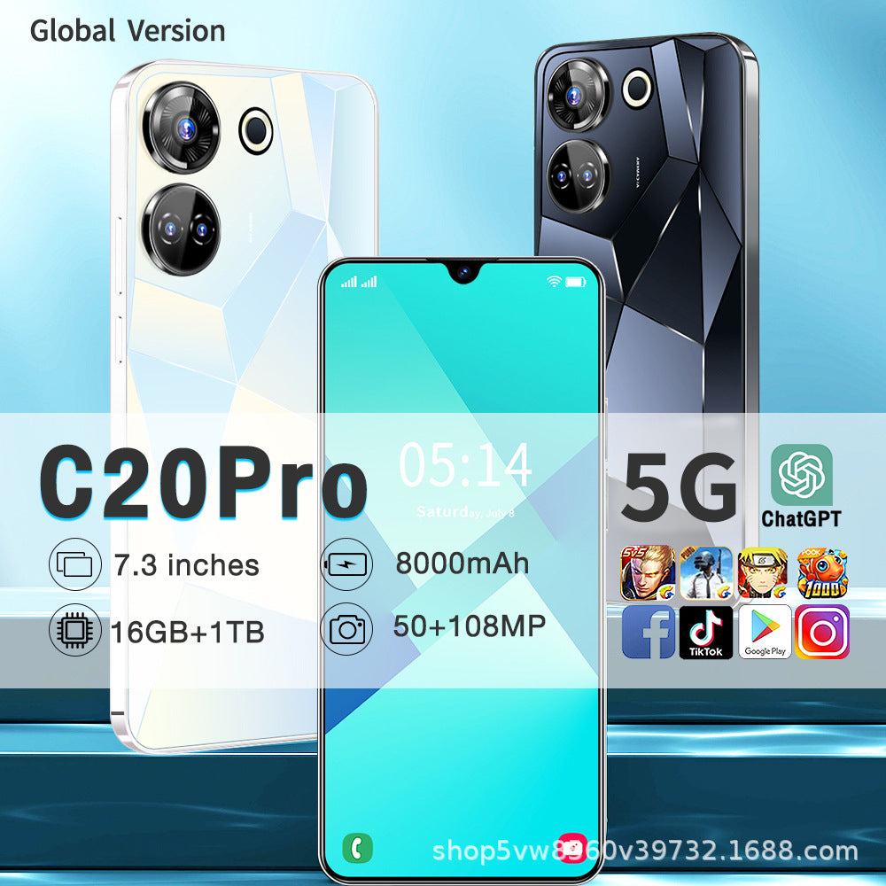 7.3Inch Hd Large Screen C20 Pro Mobile Phone16+1T Large Memory Smartphone Factory Direct Sale