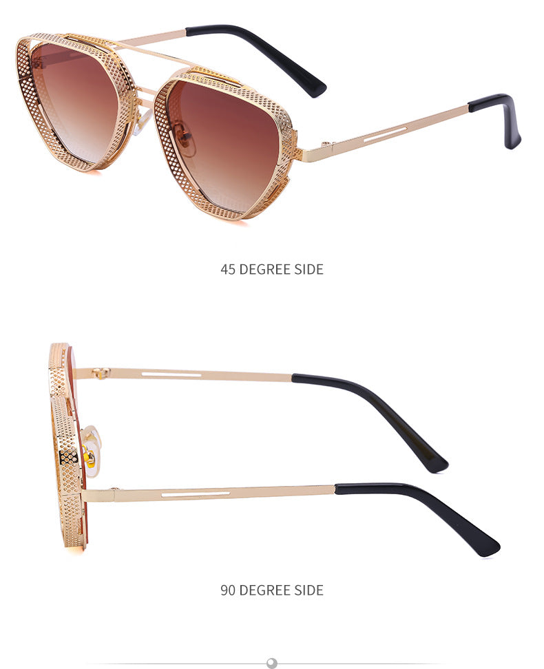 New Hollow Sunglasses for Men, European and American Retro Steampunk Irregular Sunglasses, Fashion Glasses sunglasses