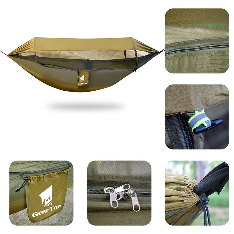 Outdoor Hammock Travel Gear Anti-Rollover Nylon Swing Mosquito Net Hammock Camping Sunshade