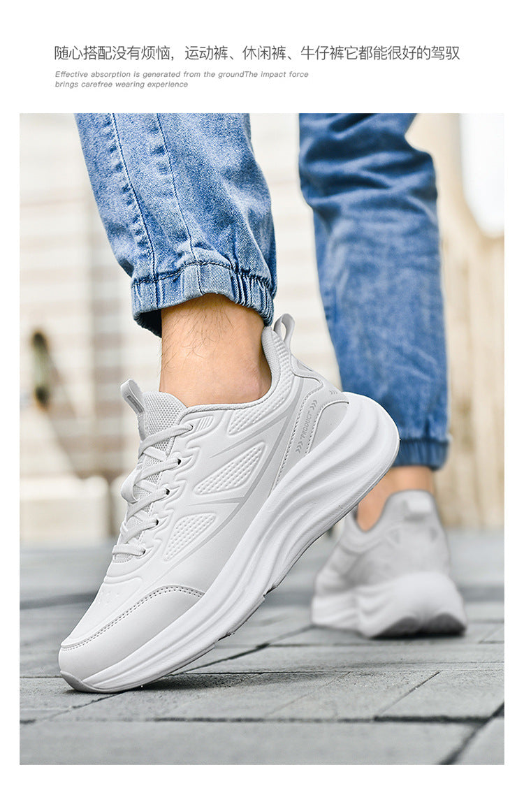 2025New Large Size Leather Waterproof Trendy Casual Men's Shoes Non-Slip Wear-Resistant Sports Shoes Shock Absorption Comfortable Running Shoes