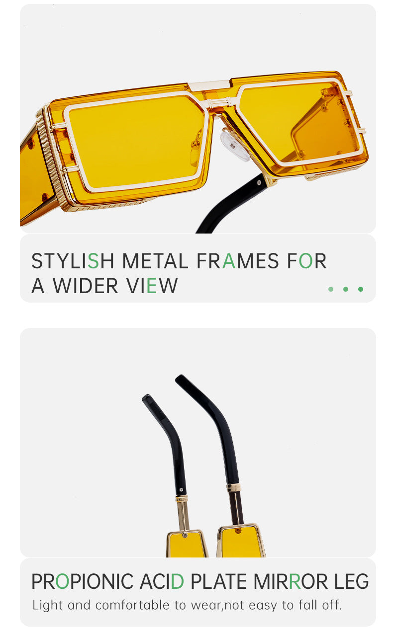 New Full Frame Glasses Men's Future Technology High-end Sense European and American fashion Square Frame Sunglasses Sunglasses shades