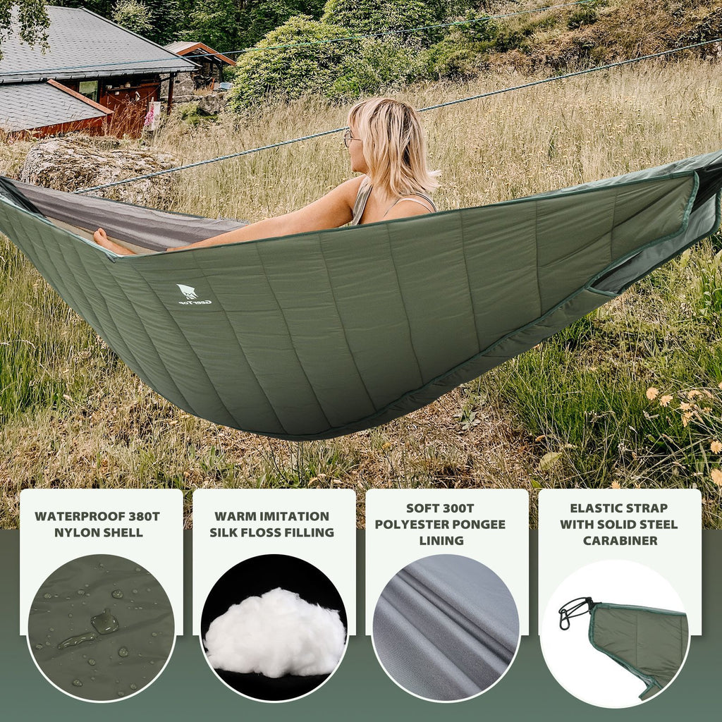 Double Sleeping Bag Hammock Outdoor Portable Camping Hanging Chair Cold-proof Lightweight Camping Warm Quilt