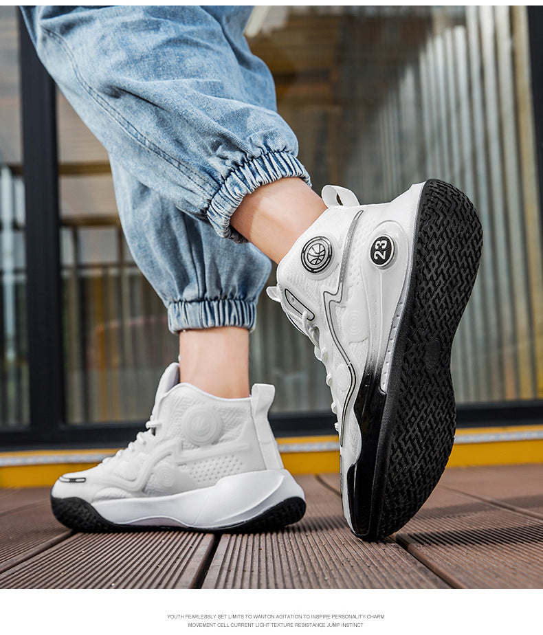 Four Seasons New Non-Slip Wear-Resistant Shock-Absorbing Youth High-Top Breathable Comfortable Sports Shoes Trendy Practical Basketball Shoes
