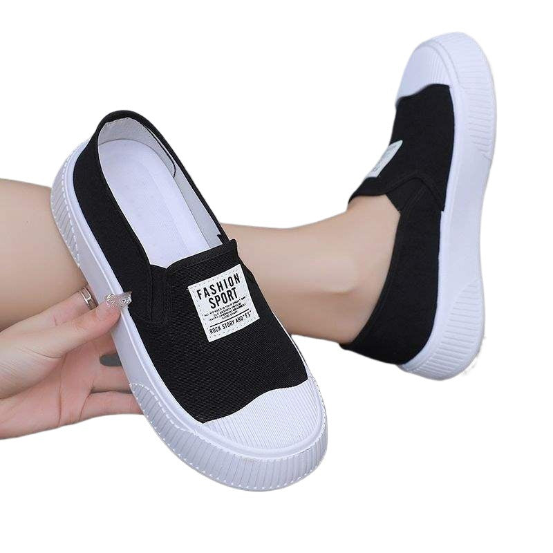 Canvas Shoes for Women Spring Summer Low Top New Korean Fashion Versatile Casual Slip-On Lazy Shoes Sneakers