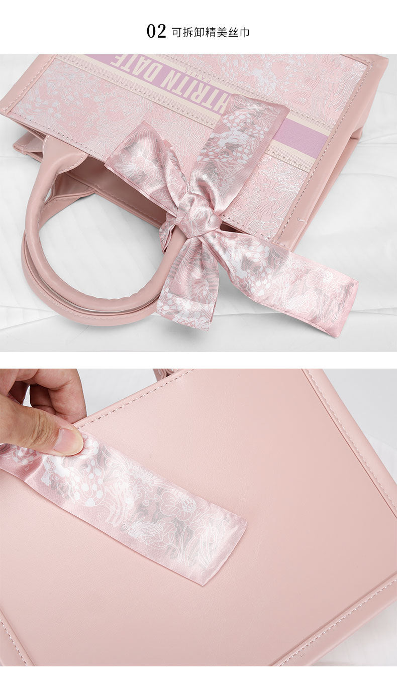 This Year's Trendy Handbag Large Capacity Embroidered Tote Bag for Women Trendy Texture Niche Commuter Handbag