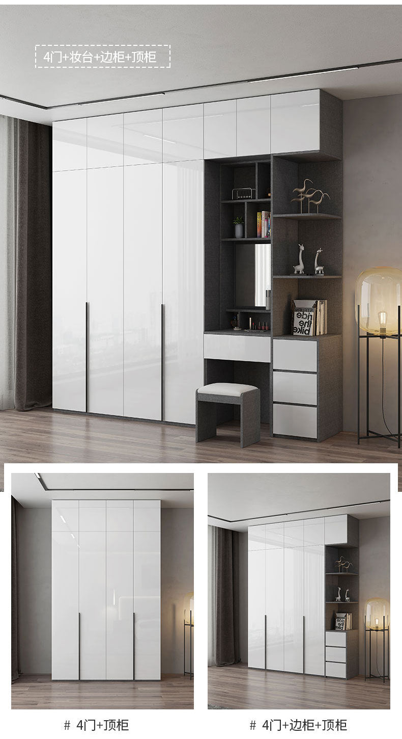 Wardrobe Light Luxury High-End Feel Home Bedroom Simple Rental Room Storage Cabinet Economical Overall Combination Wardrobe Customization