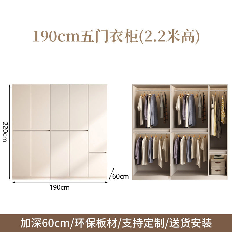 ENF Grade Solid Wood Wardrobe for Home Bedroom, No-Assembly Storage Cabinet, Cream Style Oak Segmented Custom Wardrobe