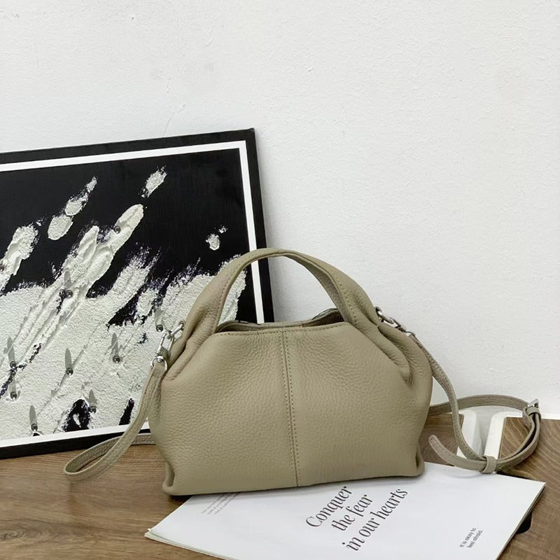 Unique Handbag2025New Handheld Cloud Genuine Leather Women's Bag Vintage Wrinkled Dumpling Bag Versatile Crossbody Bag