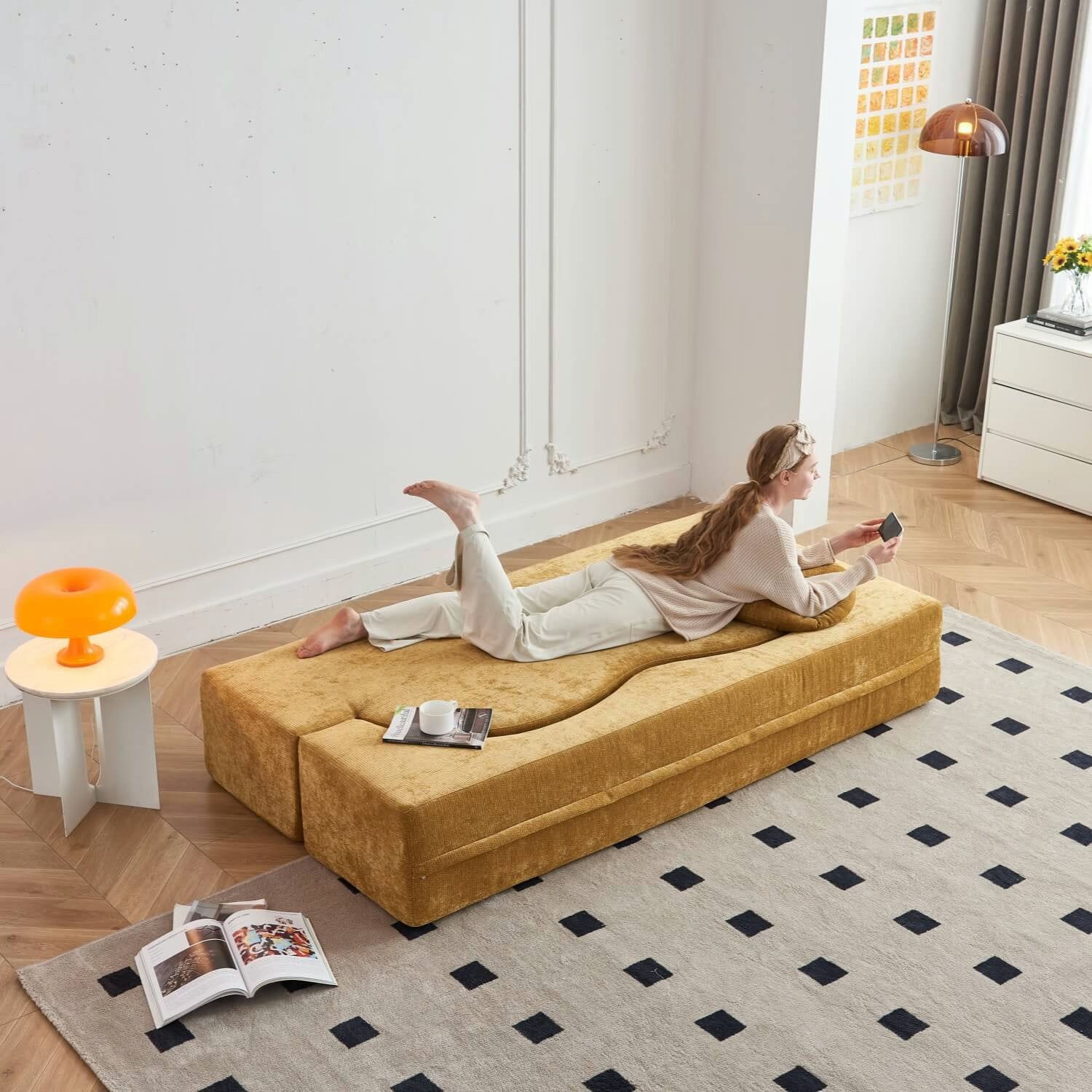 Tatami Fabric Sofa Foldable Compression Small Apartment Living Room Homestay Apartment Tatami Compression Sofa Bed