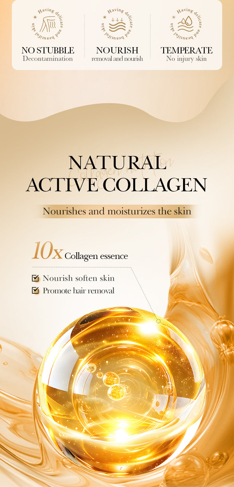Full English Collagen Gentle Hair Removal Cream SADOER Skin-friendly Non-irritating Underarm Hair Removal Cream  Wholesale