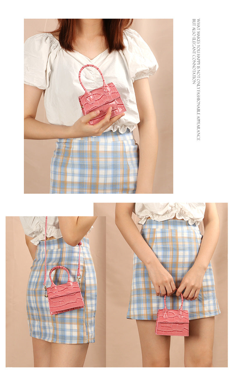 2020New PU Leather Small Square Bag Trendy Crossbody Women's Bag Stone Pattern Handbag Mini Bag minibags
