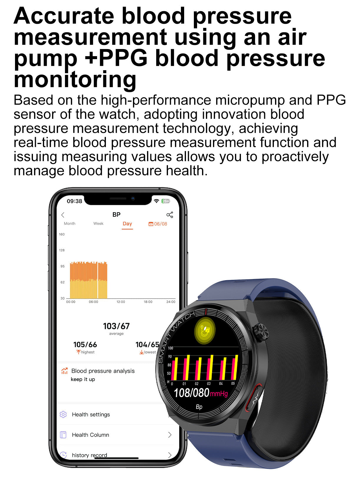 S22Air Pump Type Precision Blood Pressure Smart Watch ecg ECG Health Monitoring Blood Pressure Health Smart Watch