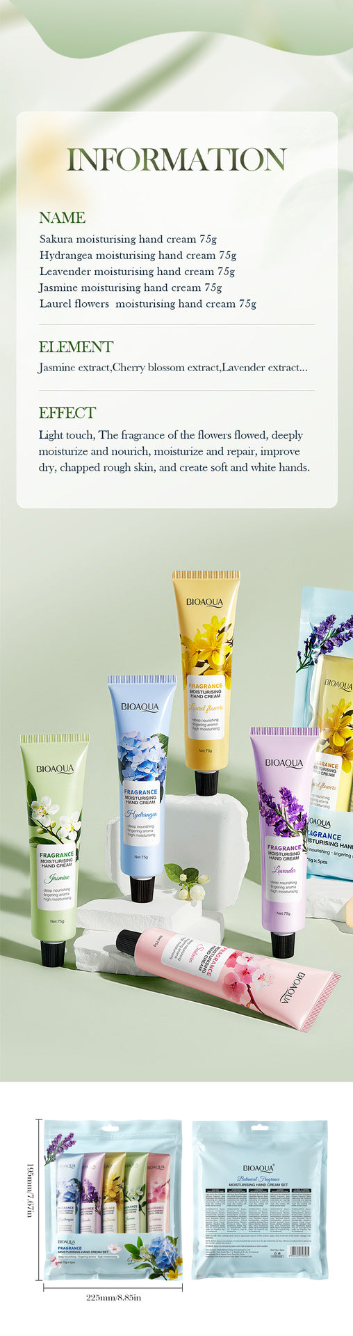 Full English Fragrance Moisturizing Hand Cream Set BIOAOUA Autumn and winter moisturizing hand cream  foreign trade wholesale