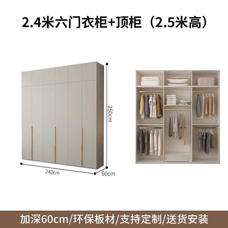 One-Door to Ceiling Heightened Solid Wood Wardrobe for Home Bedroom, Double Door Simple Assembly Cabinet, European Pine Board Storage Cabinet, Wardrobe