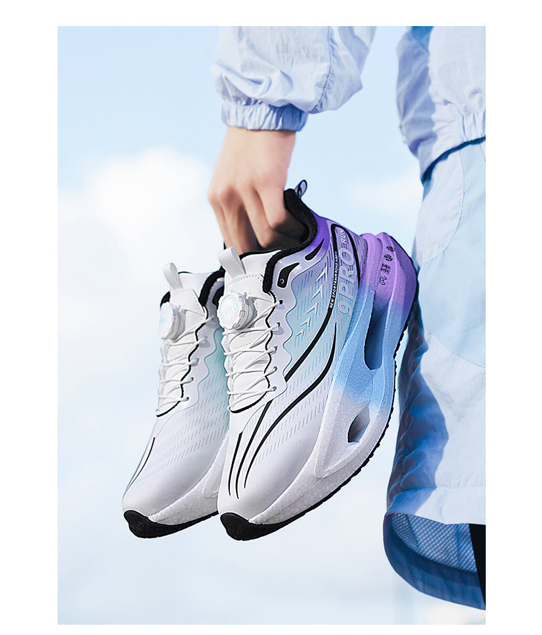 Winter New Leather Surface Fleece-Lined Warm Knob Buckle Sports Shoes Parent-Child Real Carbon Plate Soft Sole Rebound Cushioning Running Shoes