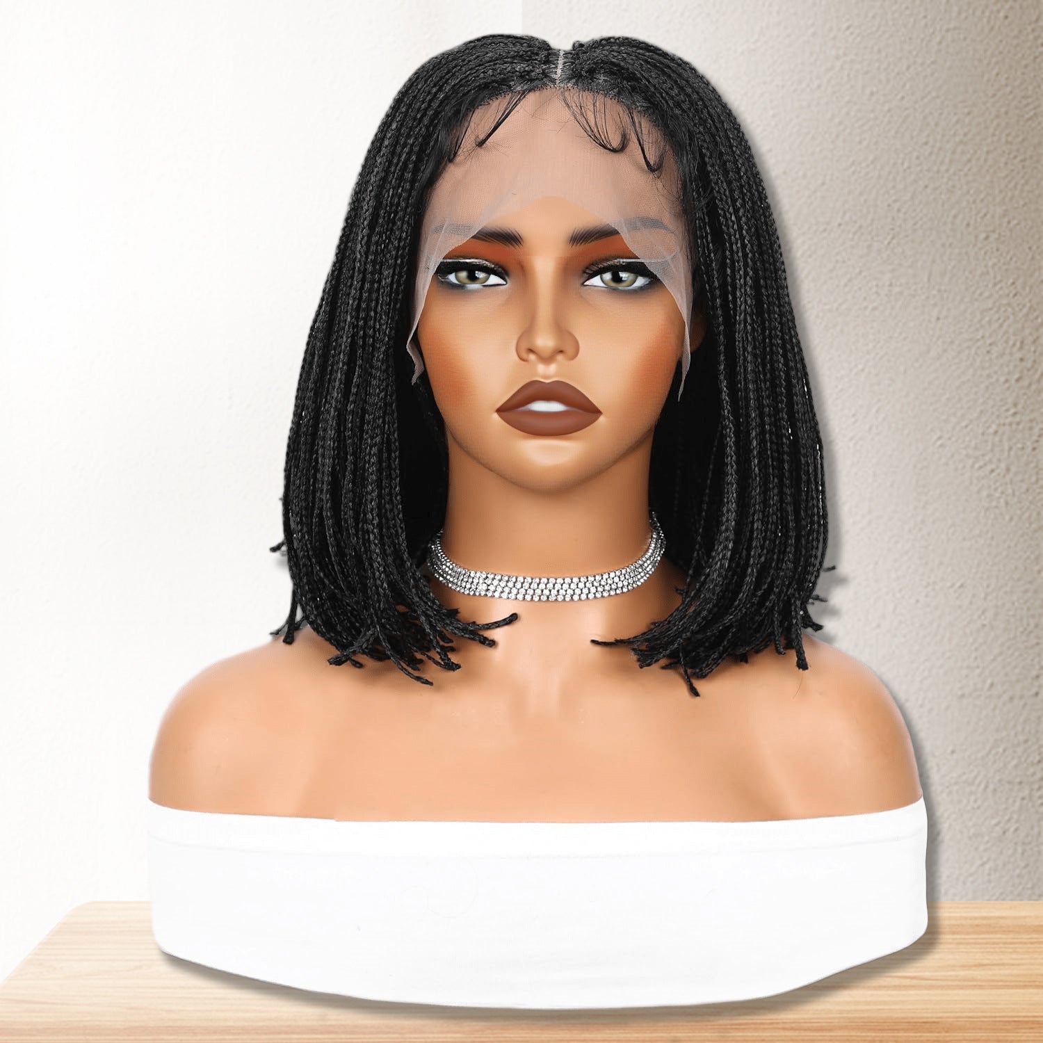 14 inch 360 Single Full Lace Braided Wigs for Black Women