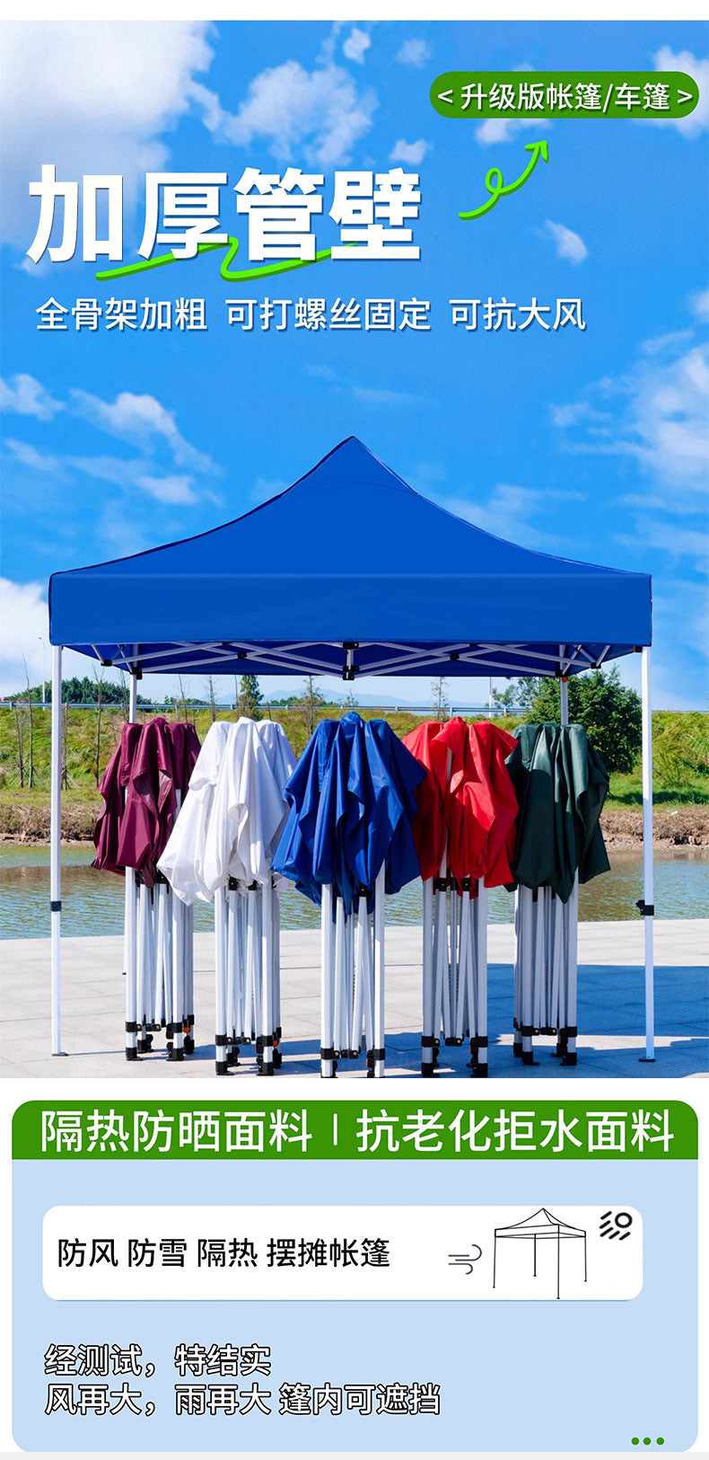 Outdoor Stall Tent Four-Leg Sun Umbrella Four-Corner Large Umbrella Extra Thick Hexagonal Frame Durable Market Sunshade