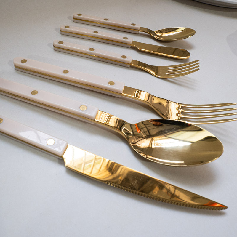 Stainless Steel Knife, Fork, and Spoon Three-Piece Set ins Wind Tableware Set Knife and Fork Cream Style Steak Western Knife and Fork Set