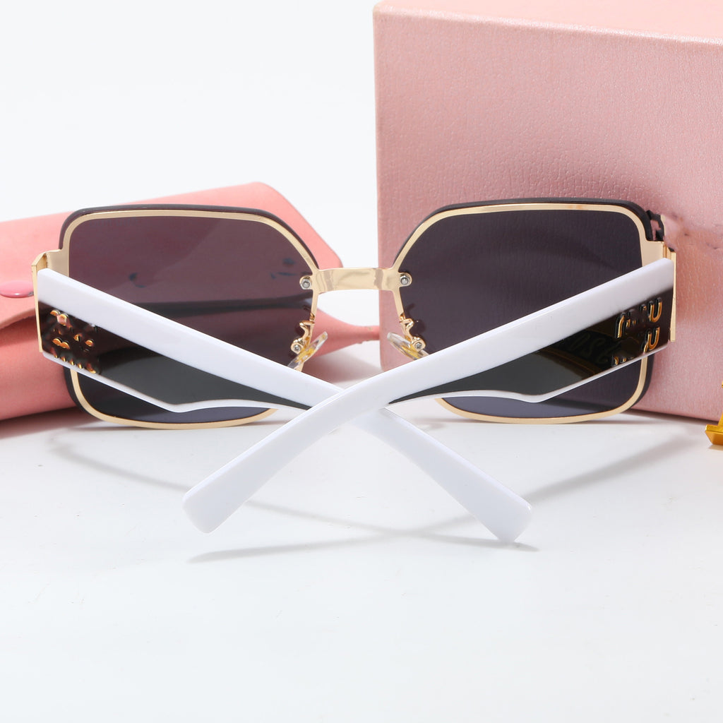 M New European and American Style ins Internet Celebrity Style One-Piece Round Frame Sunglasses for Women Fashionable Acetate Glasses with Strap logo