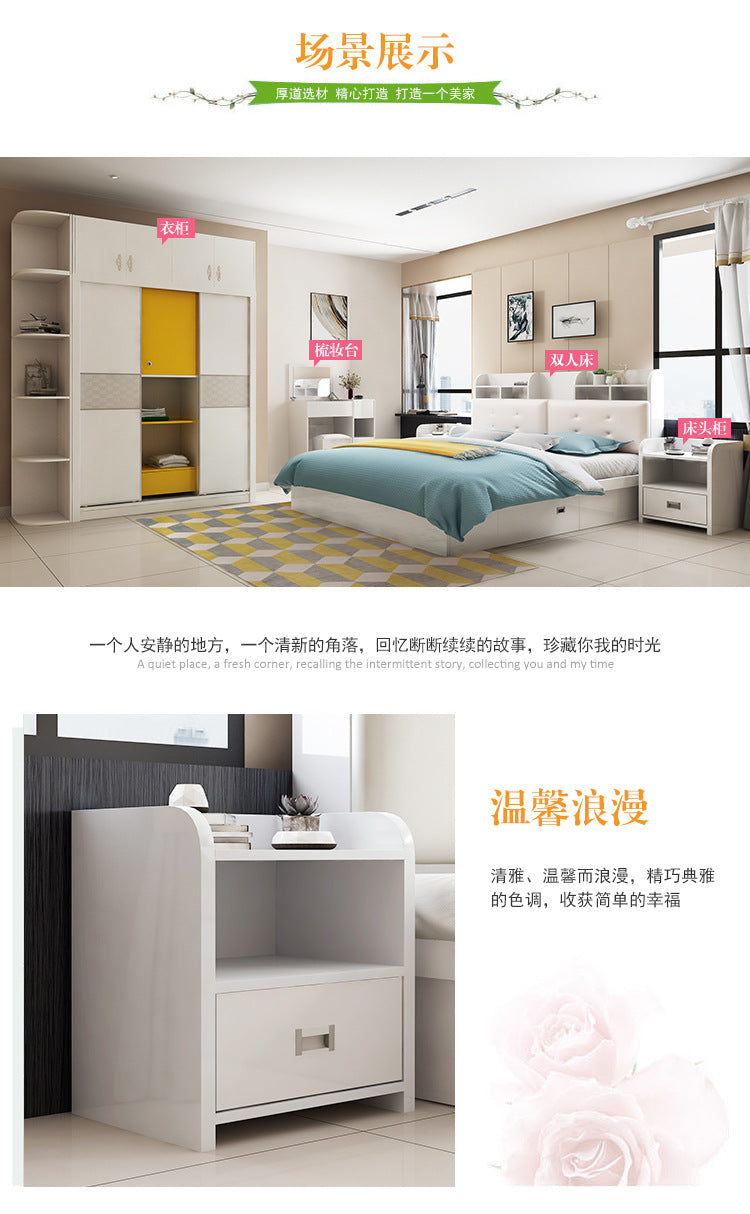 Economical Simple Modern Mini Cabinet Bedroom Bedside Storage Cabinet with Drawers Panel Bedside Table