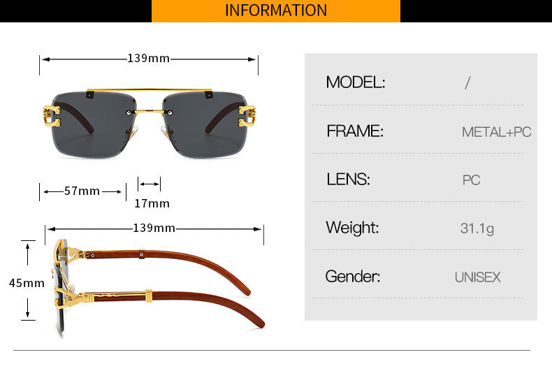 2025New style wood grain white-tipped sunglasses for women Men's double bridge edge-cutting sun protection sunglasses Hot-Selling Glasses