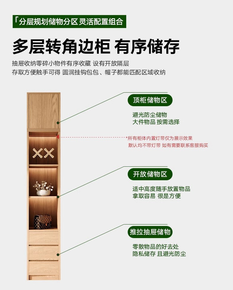 All Solid Wood Oak Sliding Door Wardrobe for Home Bedroom North American Style Small Apartment Sliding Door Cabinet Sliding Door Closet