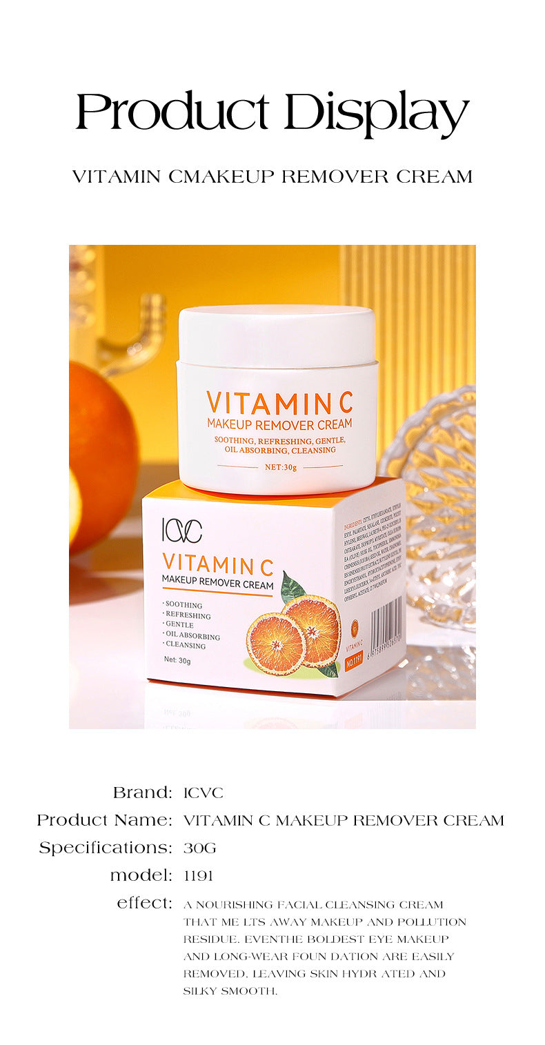 ICVC#Makeup Remover Cream Facial Cleansing Easy Makeup Removal Vitamin C Moisturizing cream30g Packaging European Beauty Makeup