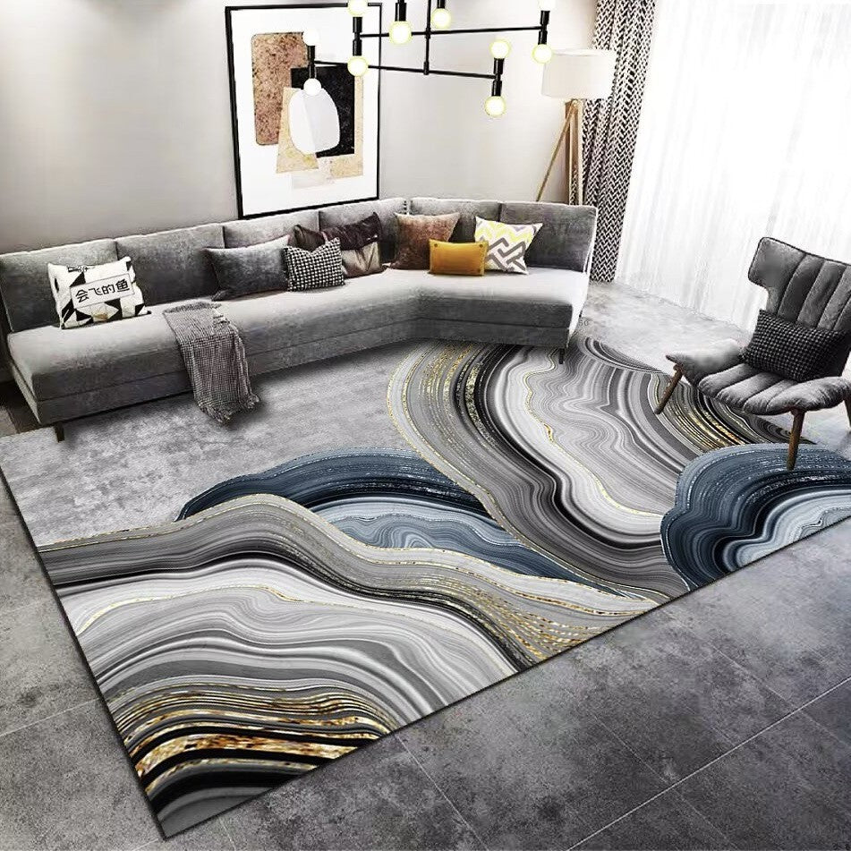 Living Room Carpet Stain Resistant Easy Care Crystal Velvet Carpet Home Sofa Coffee Table Rug Bedroom Wear-Resistant Non-Slip Mat