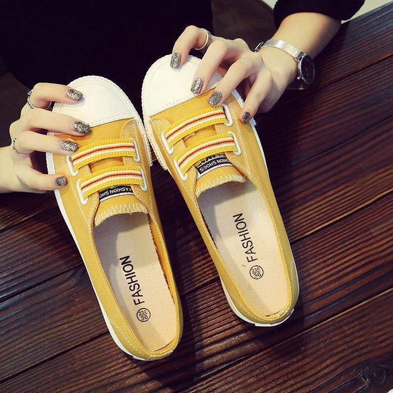 Shallow Canvas Shoes for Women Slip-On Shoes Women's Shoes Slip-On Flat Casual Korean Style Soft Sole Thin Non-Slip Cloth Shoes