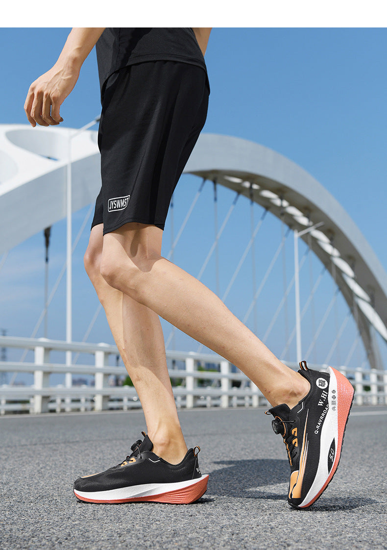 2025Autumn Winter New Style Real Explosive Carbon Plate Soft Sole Wear-Resistant Sports Shoes Parent-Child Rotating Buckle Comfortable Shock Absorption Rebound Running