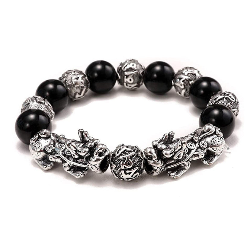 Vietnam Sand Gold Pixiu Bracelet for Men and Women Imitation3D Hard pure gold99Obsidian Wealth-Attracting Pichu Buddha Bead Jewelry Long-Lasting Color