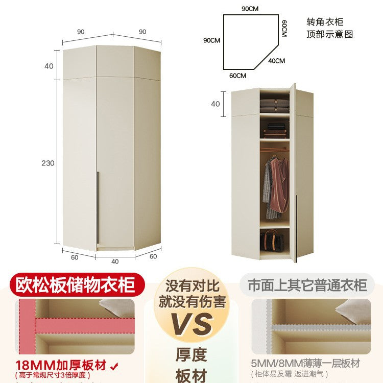 Solid Wood European Pine Board One-Door to Ceiling Ultra-High Combination Wardrobe Simple Modern2.5/2.6/2.7/2.8/3.0m Rice