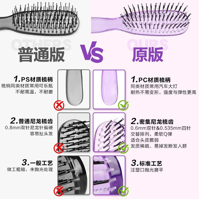 Cross-Border Meridian Fluffy Scalp Cleaning Care Comb High Low Comb Teeth Dry Wet Dual-Use Smooth Hair Fine Needle Electroplated Massage Comb
