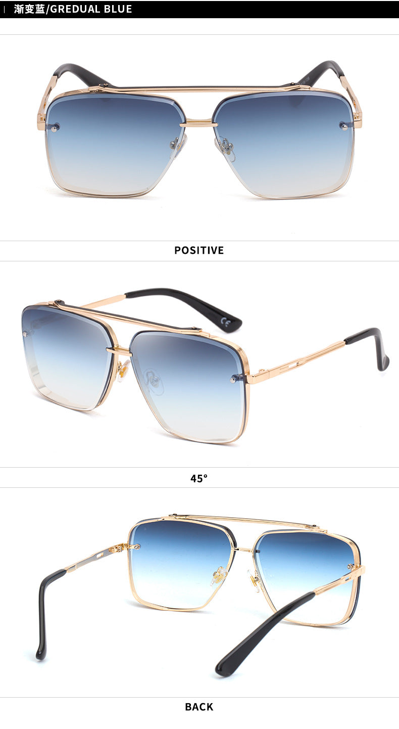 Square Frame Sunglasses Men's Fashion Metal Rimless Cut Edge Sunglasses Women's Trendy No-Makeup Glasses MACH SIX1261