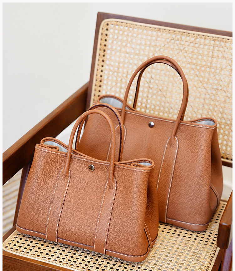 Garden Bag Summer High-End Feel Guangzhou First Layer Cowhide Women's Bag Genuine Leather Tote Bag Large Capacity Commuter Handbag