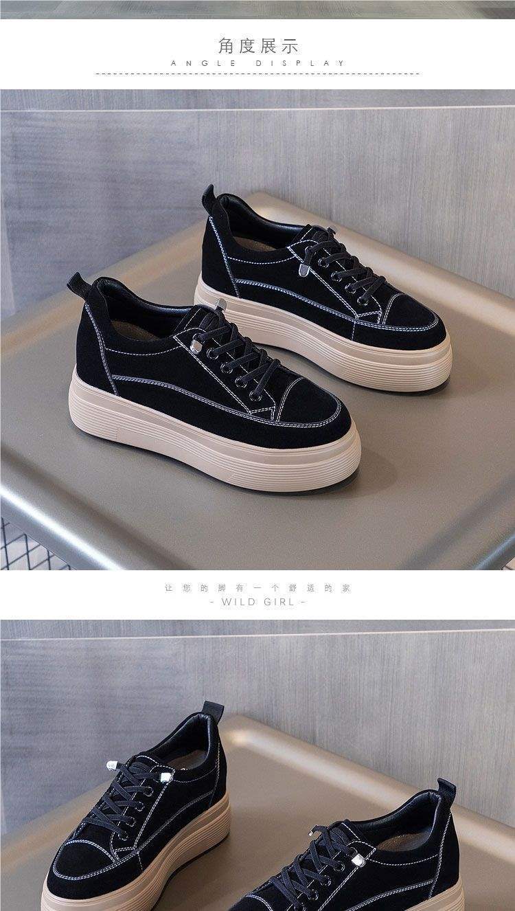 Platform Height Increasing Women's Shoes2025Spring and Autumn New Style Wedge Platform Versatile Student Casual Lazy Shoes