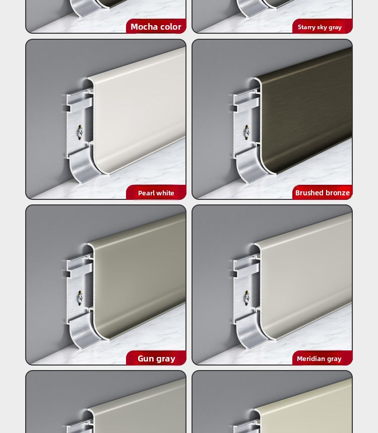 Aluminum alloy skirting board, ultra-thin snap-on minimalist corner trim6cm8cm Metal stainless steel ultra-narrow baseboard