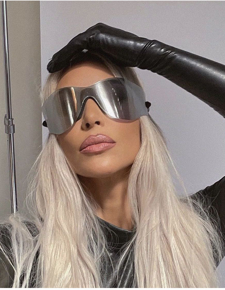 Big talker Y2K Sunglasses for Women, Sun Protection, Cycling, Sports, Windproof, Sunglasses, European and American Style, Frameless, One-piece Glasses, Men's Glasses