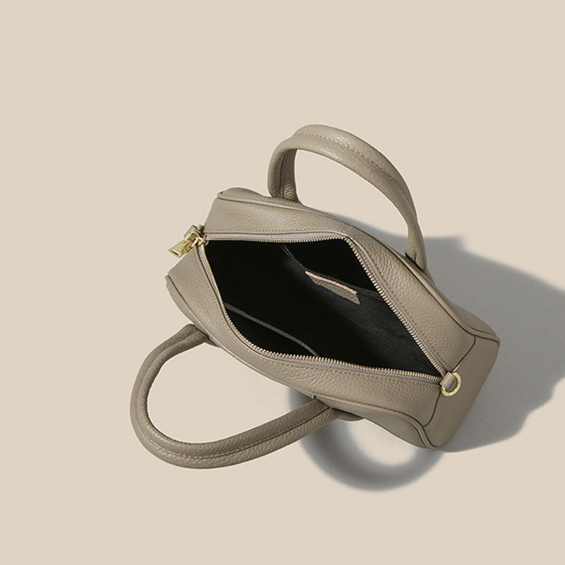 Genuine Leather Women's Boston Handbag2025Autumn Style Top Layer Cowhide Fashion Large Capacity Single Shoulder Crossbody Bag