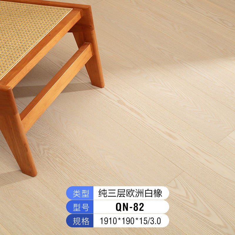Source Factory European White Oak Pure Three-Layer Solid Wood Flooring for Underfloor Heating Modern Style Villa Home Use ENF Environmental Protection