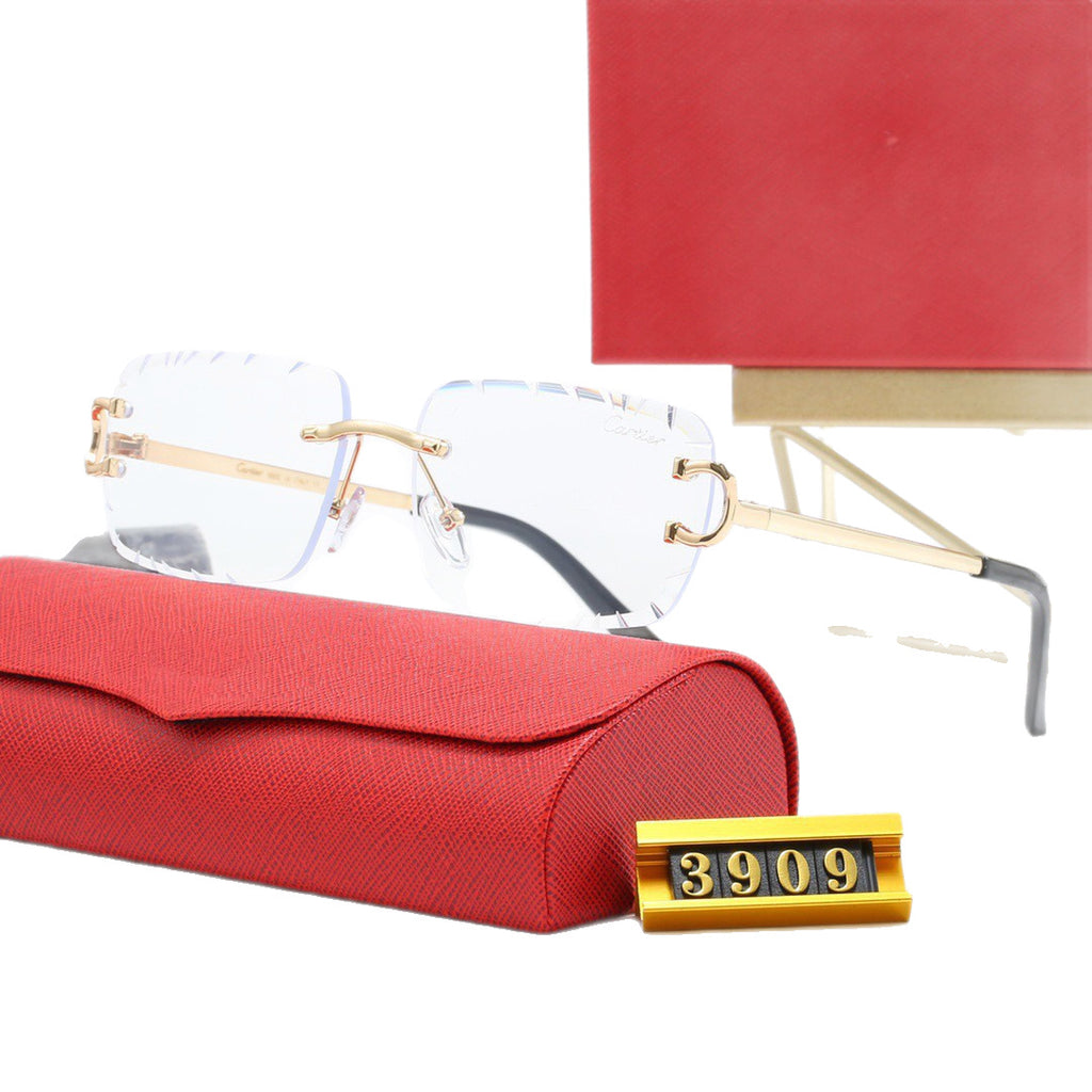 New European and American style frameless sunglasses for women Street Style Trendy Sunglasses for Men Eyeglass Strap logo