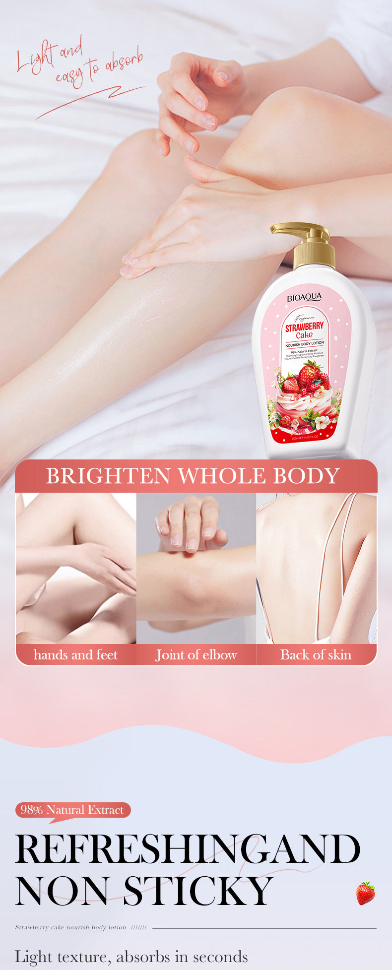 Full English Strawberry Nourishing Body Lotion400ml BIOAOUA Moisturizing Body Lotion  Wholesale