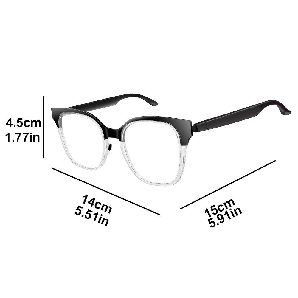 Large Frame Anti-Blue Light Non-Prescription Glasses for Women ins Fashionable Simple Frame European and American Style Personality Color Changing Trendy Bluetooth Glasses