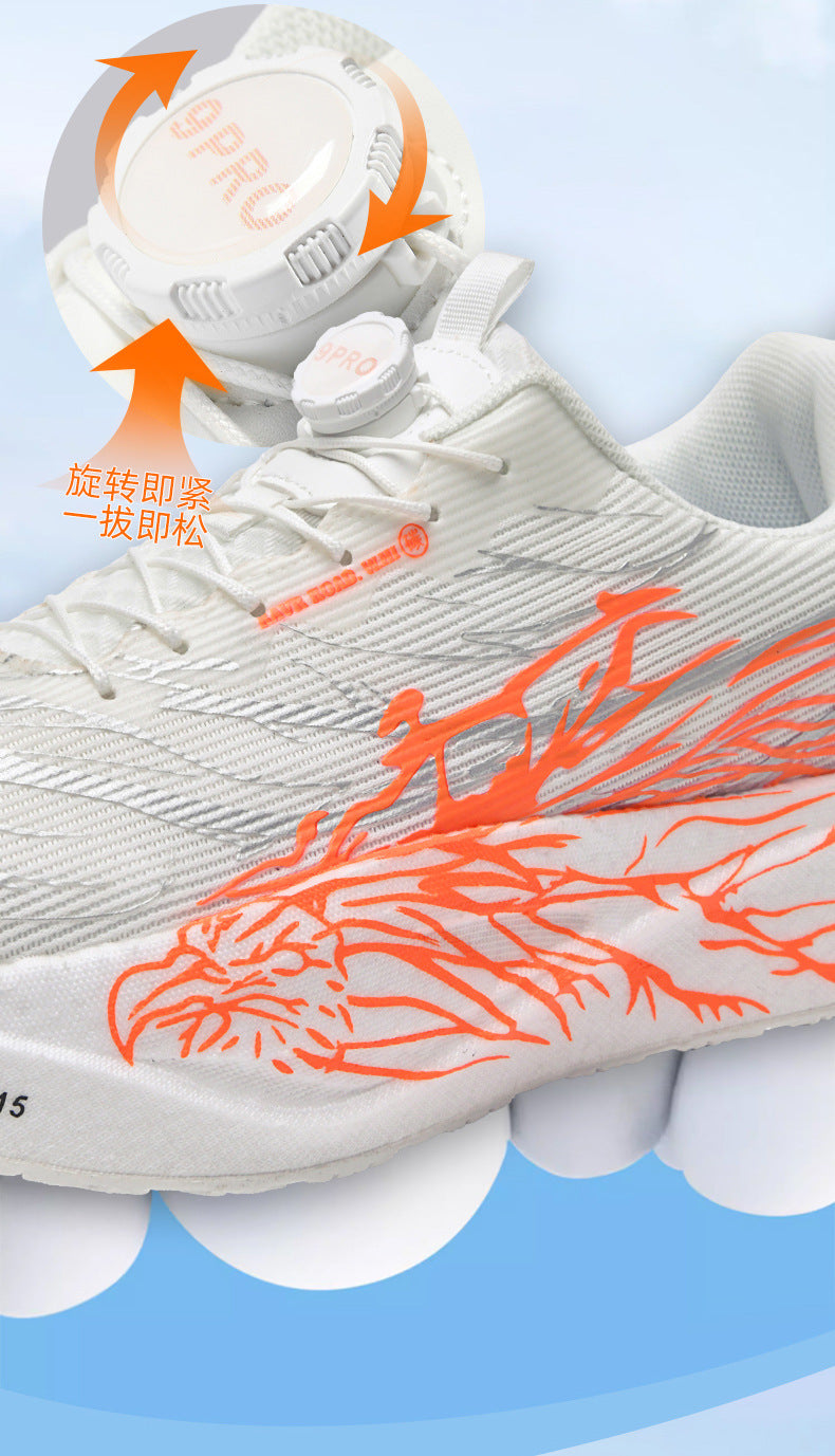 Casual Luminous Double Mesh Thickened Rotating Buckle Sports Shoes Parent-Child Real Carbon Plate Soft Sole Rebound Lightweight Comfortable Running Shoes