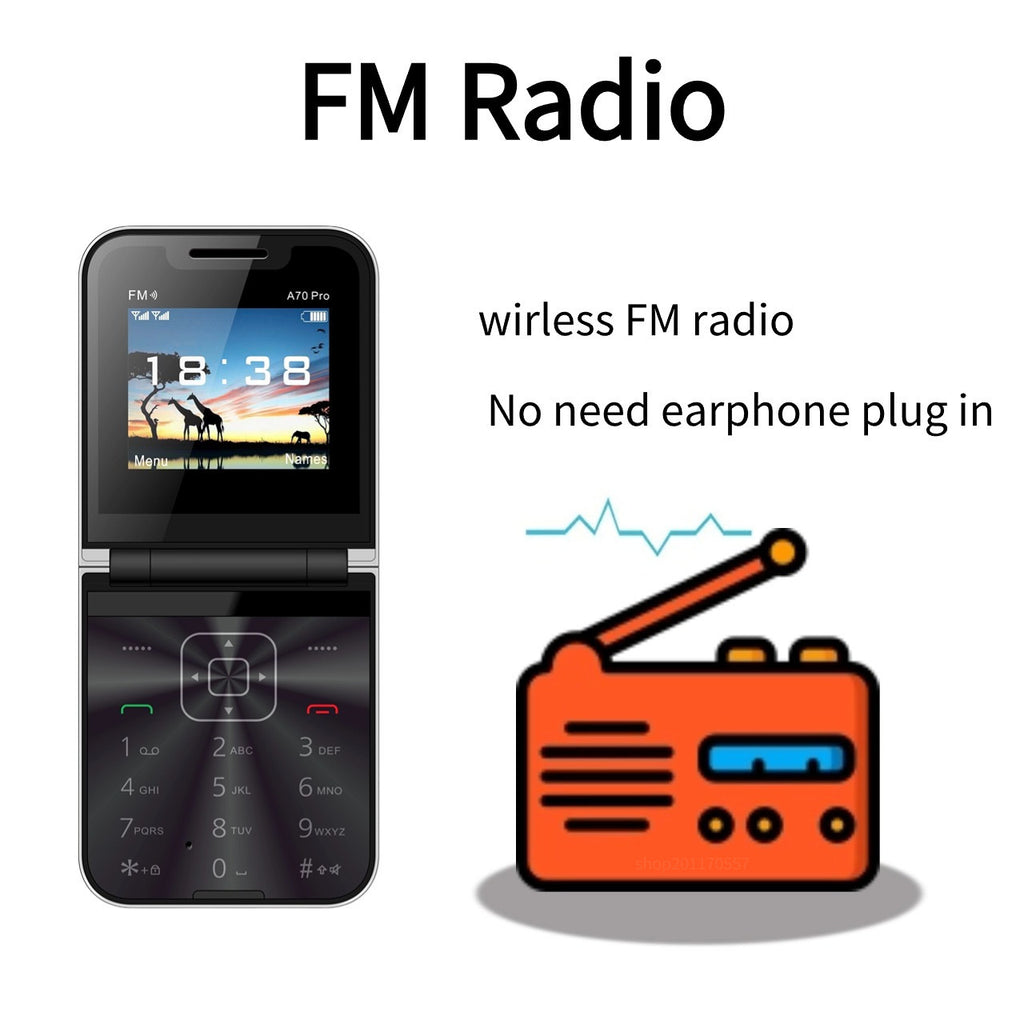 A7pro Flip Phone Mini Feature Phone Foldable Phone with Buttons2G Foreign Language Multi-Language