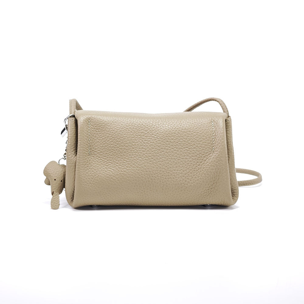 Genuine Leather Small Square Bag Daily Simple Women's Bag2025New Casual Little Elephant Commuting Versatile Cover Head Single Shoulder Crossbody Bag