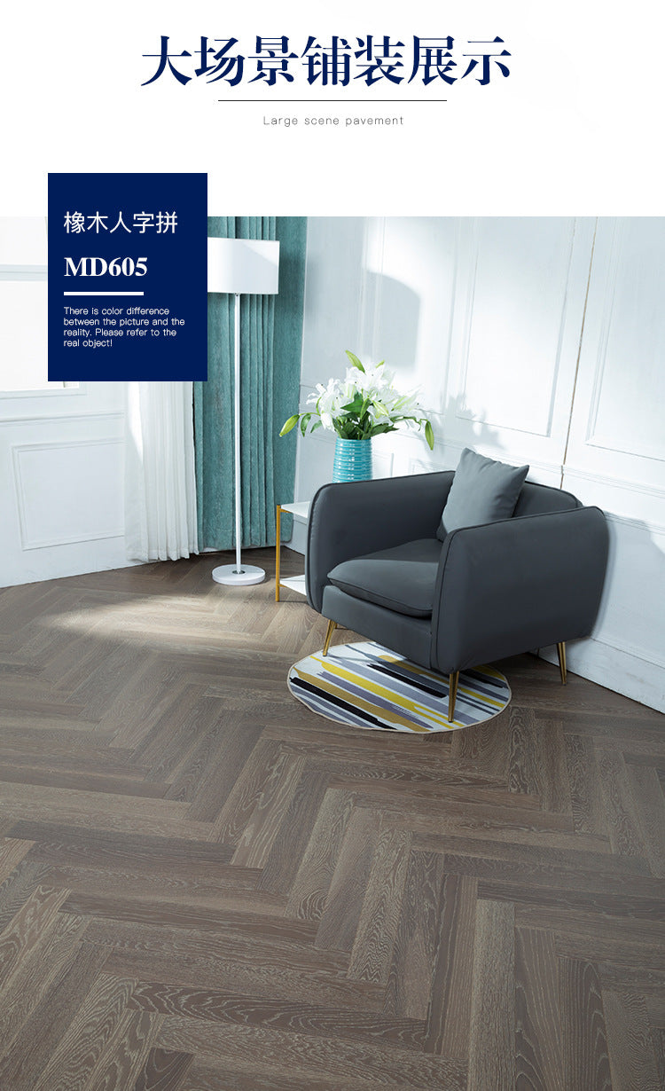 In-stock wholesale with on-site installation Herringbone Locking Floor Heating New Three-Layer Solid Wood Flooring Oak Black Walnut Flooring